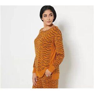 All Worthy Hunter McGrady Printed Sweatshirt Pumpkin Spice Orange Womens Medium